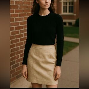 Kenar Linen Blend Cream/Beige Shimmer Skirt